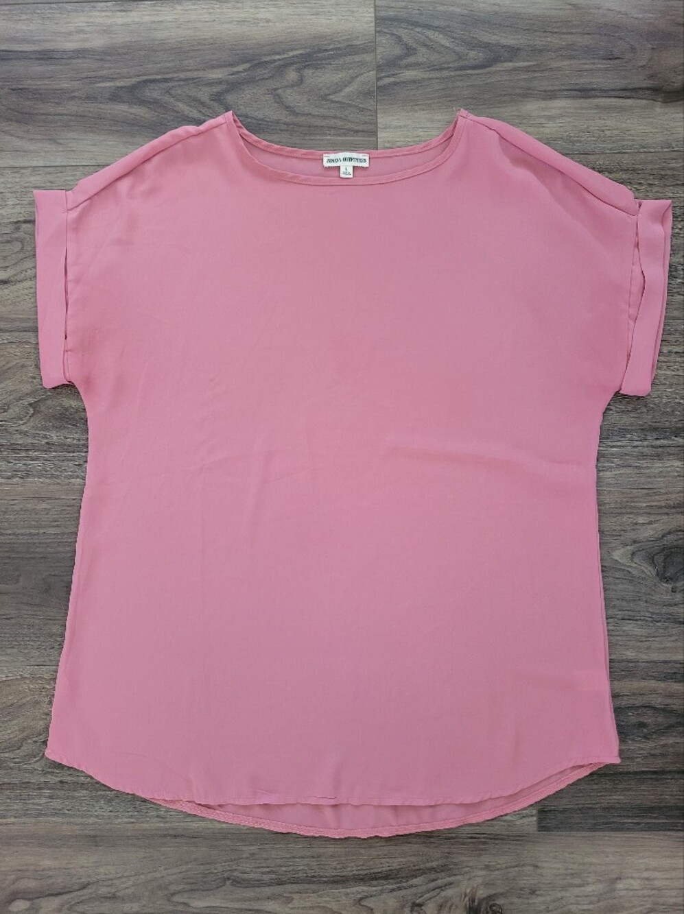 Zenana Outfitters Rose Pink Short Sleeve Chiffon Top